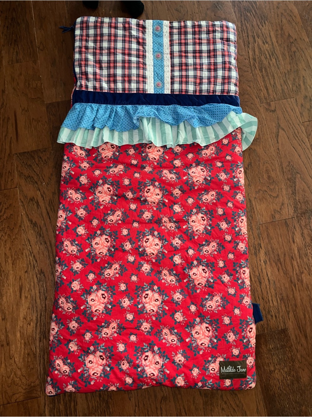 Matilda Jane Red Floral Sleeping Sack with Blue Accents